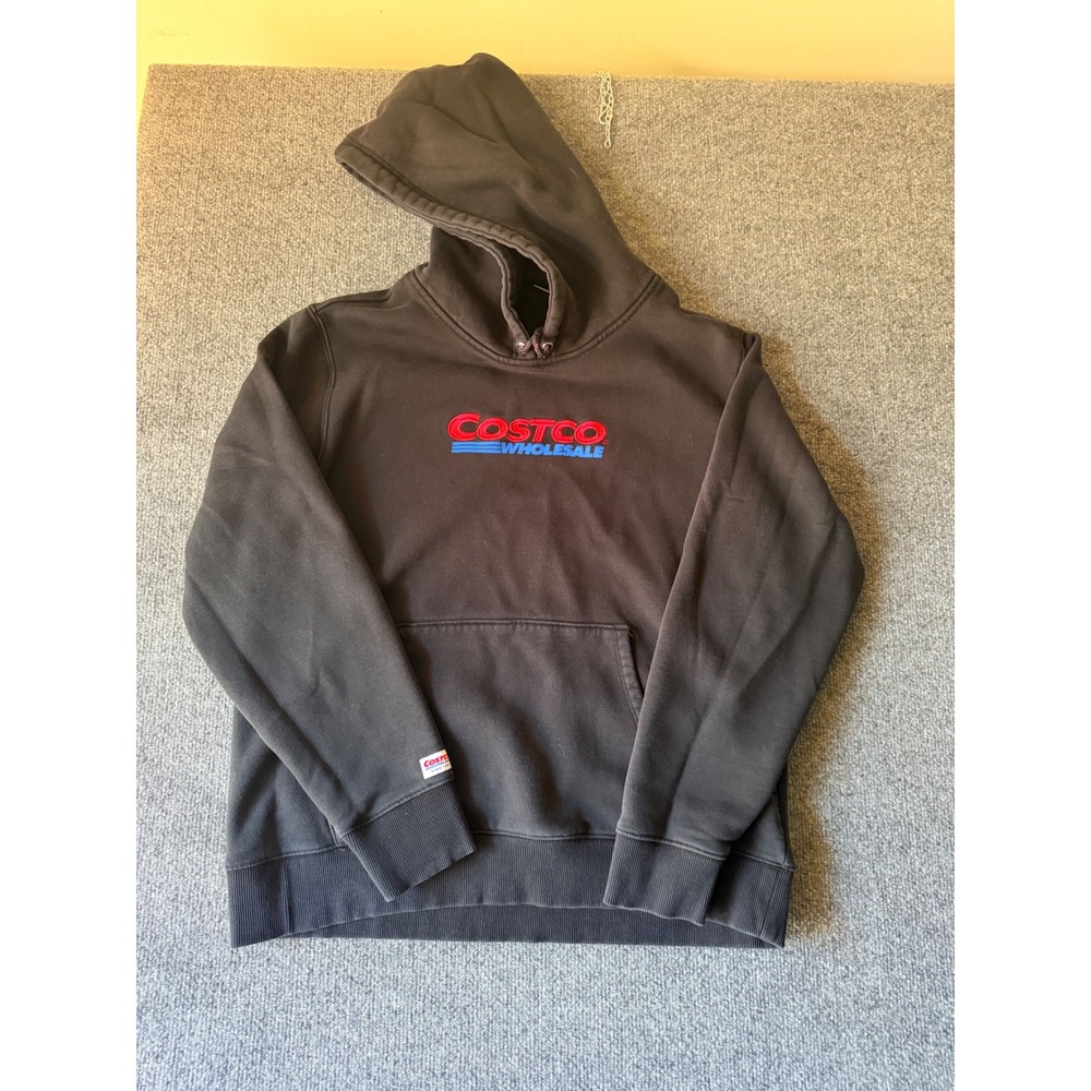 Costco black men's hoodie logo in front